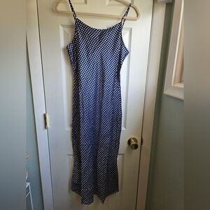 Loft Dotted Satin Strappy Bias Dress